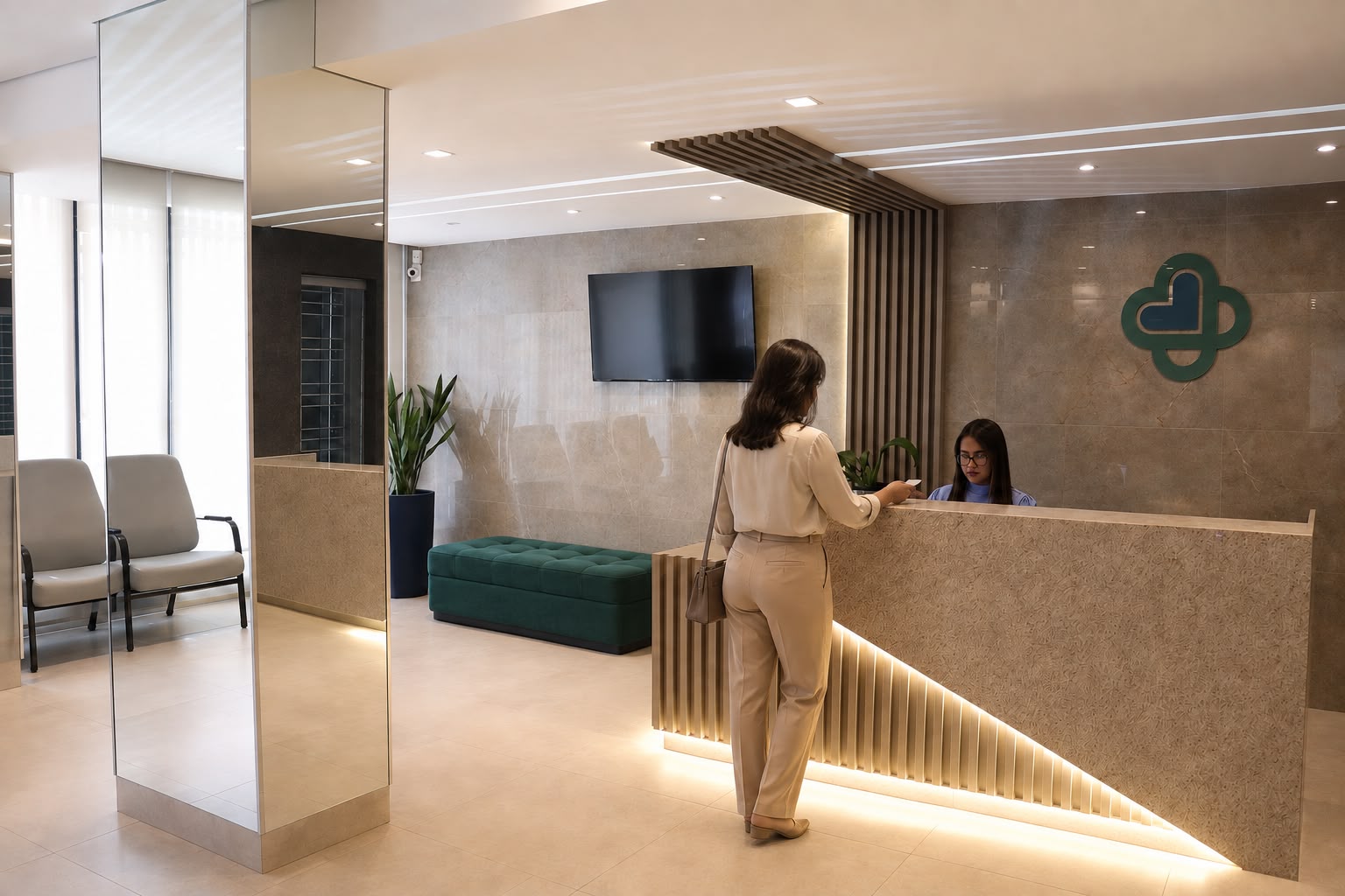 Recepção principal da Clínica Saúde Agora